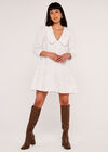 Poplin Lace Collar Shirt Dress, White, large