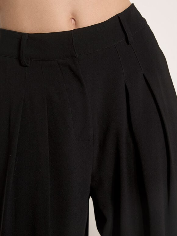 Wide-Leg Tailored Trousers, Black, large