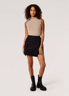 Cotton Twill Cargo Mini Skort, Black, large