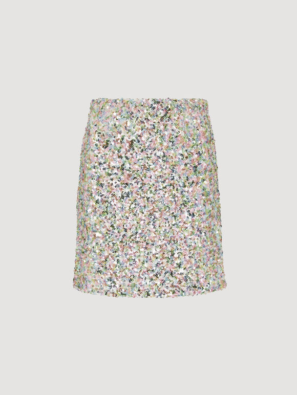 Sequin Pencil Mini Skirt, Mint, large