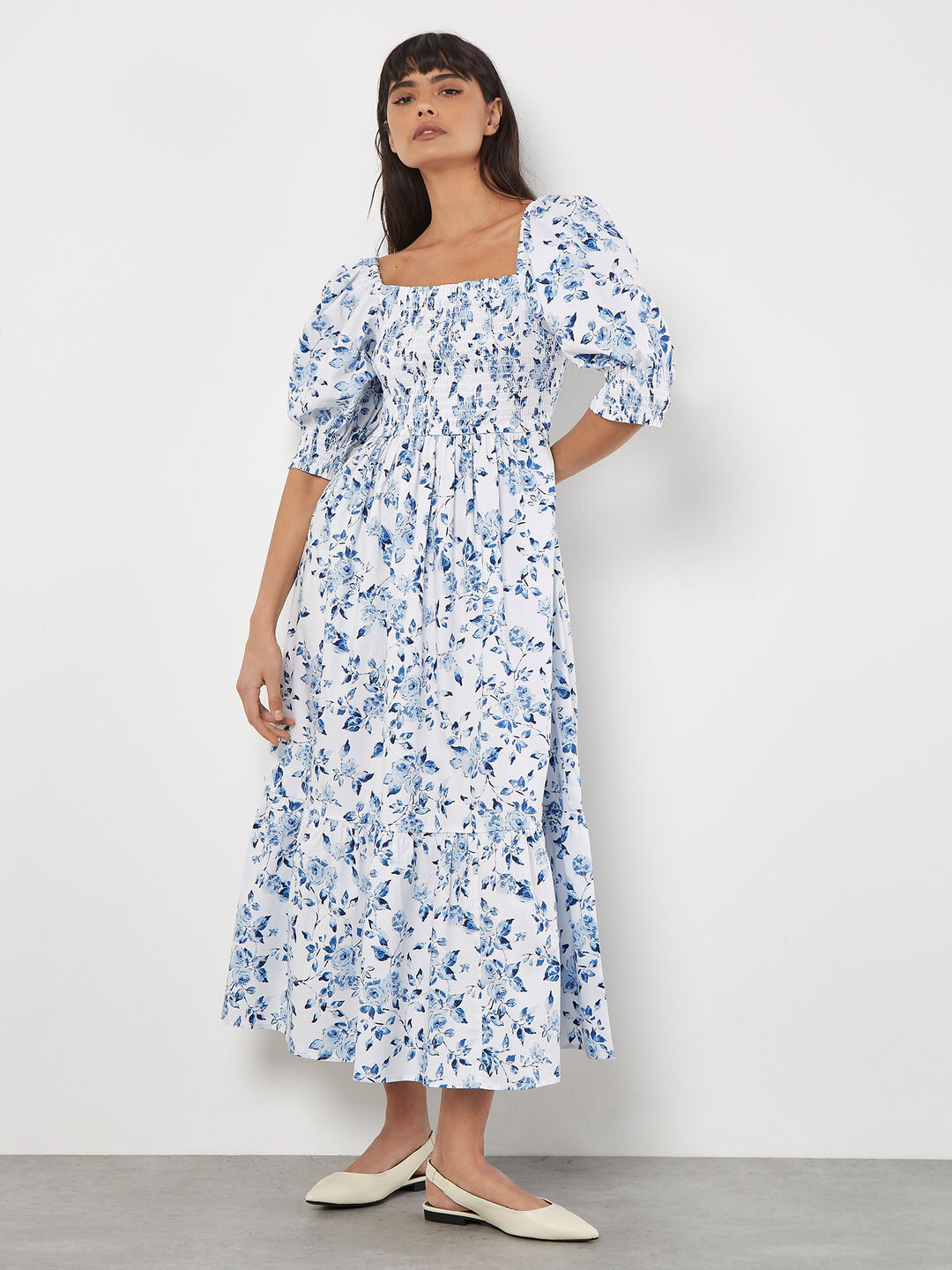 Rose Cotton Milkmaid Midaxi Dress