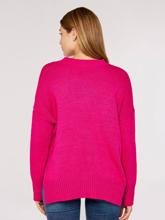 High Low Oversize Jumper, Fuchsia, large