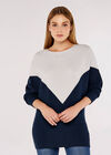 Chevron Block  Batwing Jumper, Grey, large