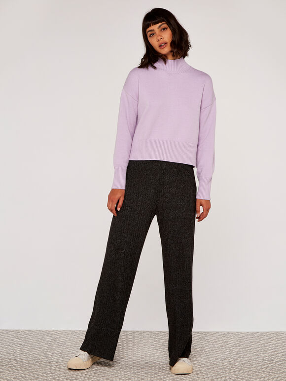 Chunky Mock Neck Jumper, Lilac, large