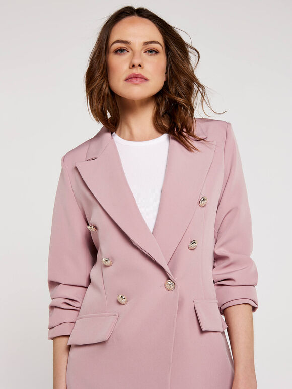 Double Breasted Blazer, Pink, large