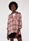 Check Oversized Shirt, Pink, large