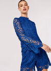 Scallop Lace Top, Blue, large