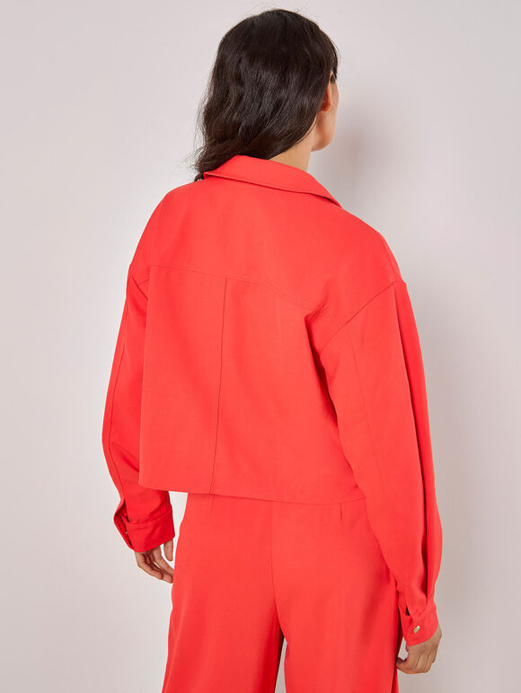 Soft Tailored Cropped Jacket, Red, large