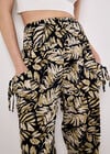 Tropical Leaf Print Tapered Joggers, Navy, large