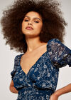 Floral Puff Sleeve Top, Navy, large
