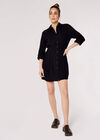 Cotton Shirt Mini Dress, Black, large