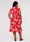 Curve Graphic Floral Wrap Dress, Red, large