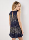 Sequin Fringe Swing Mini Dress, Navy, large