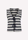 Stripe Pointelle Knit Waistcoat, Navy, large
