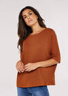 Rib Batwing Top, Rust, large