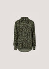 Zebra Print High-Low Shirt, Khaki, large