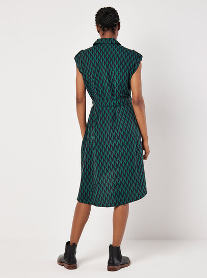 Geo Print Shirt Midi Dress
