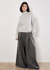 Cable Knit Roll Neck Jumper, Grey, large