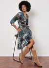 Patchwork Paisley Shirt Mini Dress, Navy, large