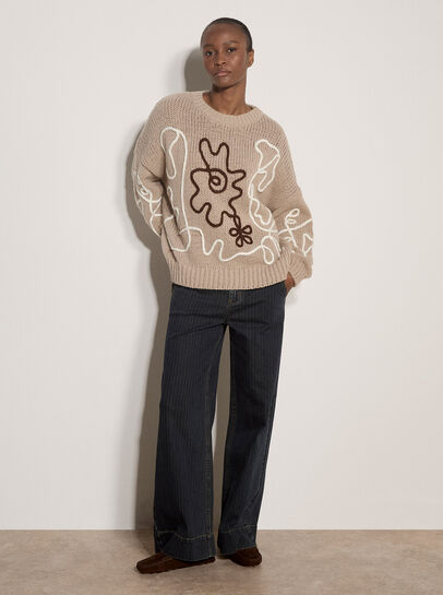 Oversized Cornelli Embroidered Jumper