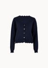 Scallop Hem Cardigan, Navy, large