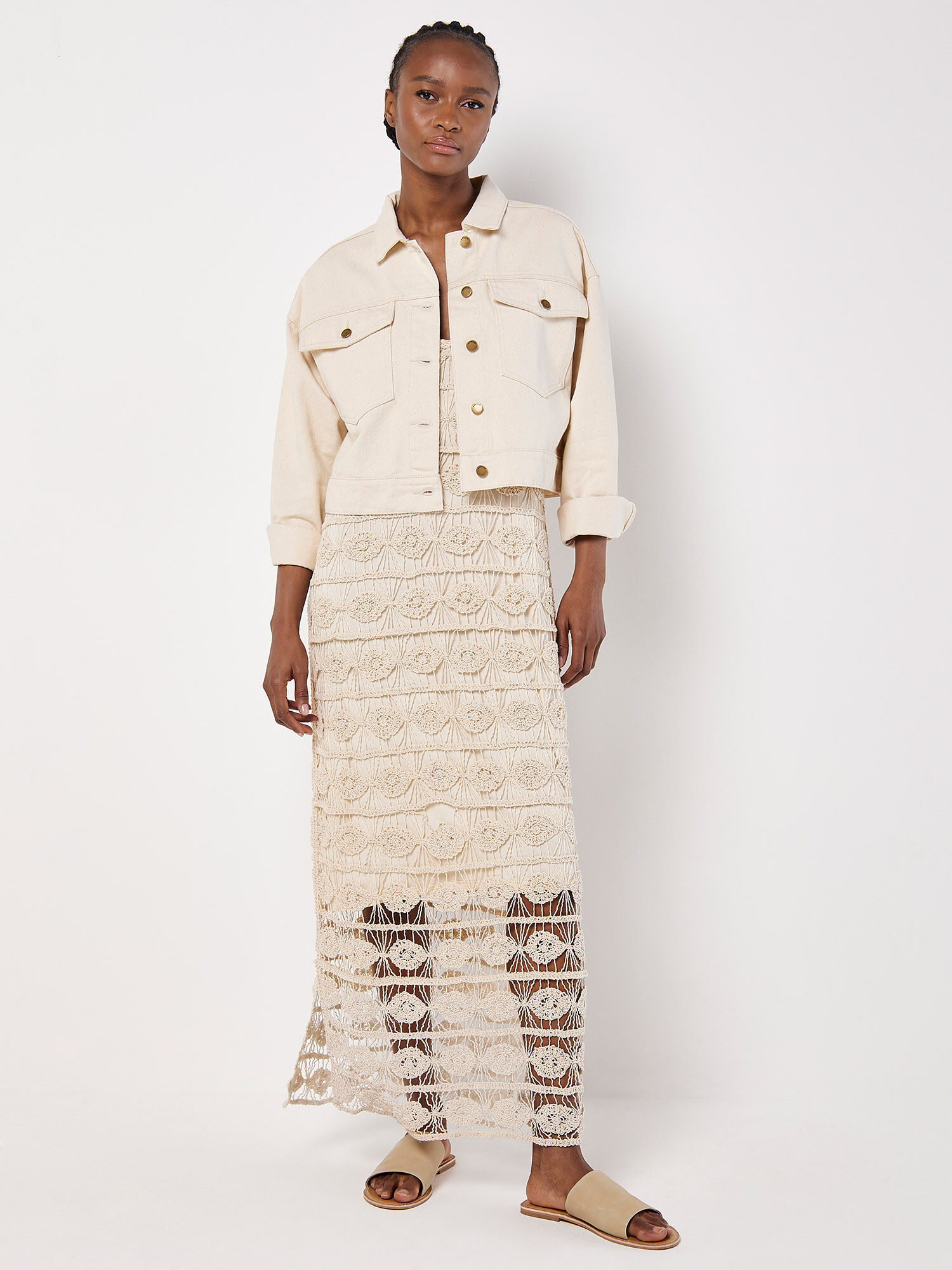 Boxy Fit Denim Trucker Jacket | Apricot Clothing