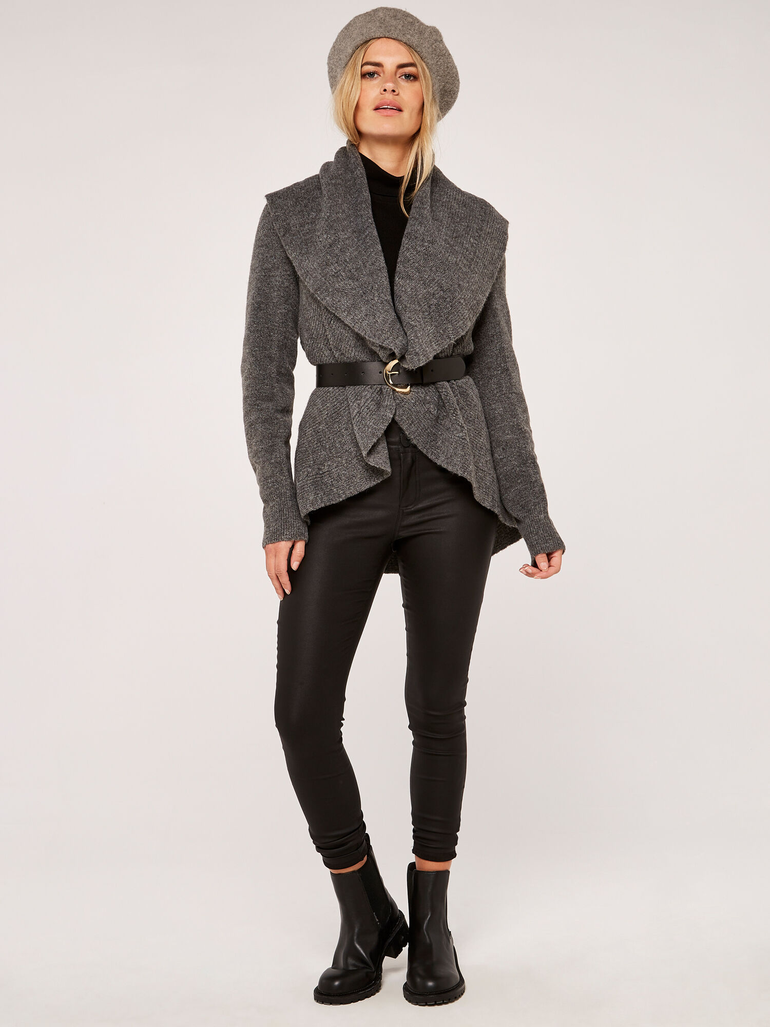 Dark grey waterfall new arrivals coat