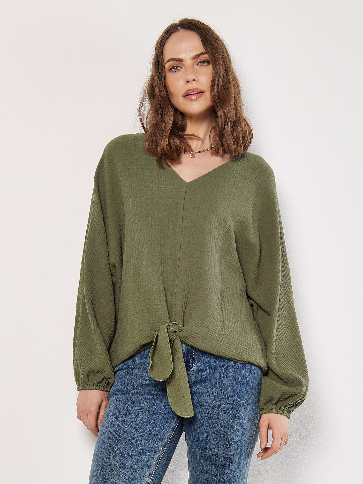 apricot Cotton Oversized Tie Hem Top | Apricot Clothing