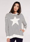 Star Stripe Sweatshirt, Cream, large