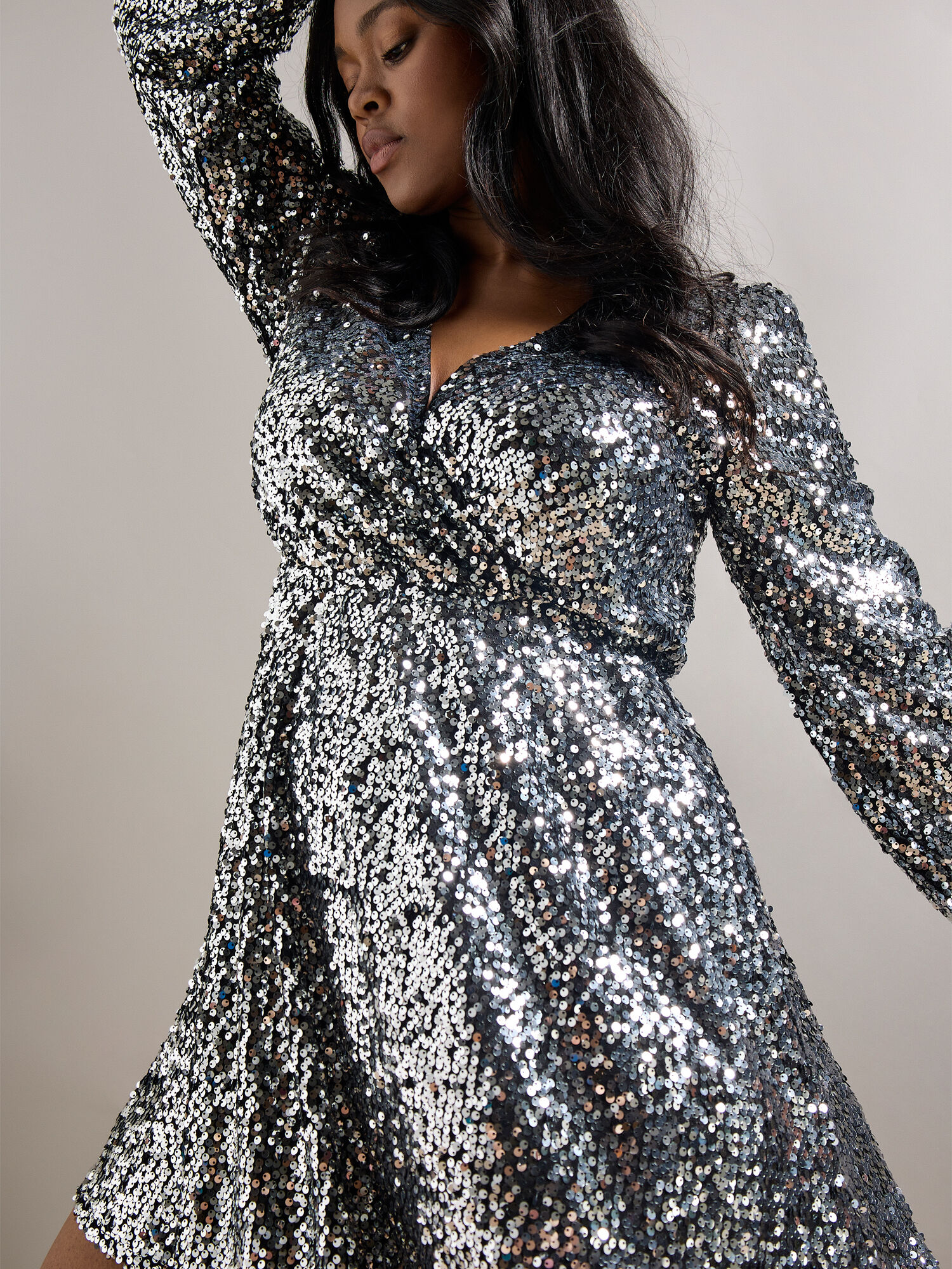 Womens Dresses Lavish Alice Silver Iridescent Sequin Midi Dress Alexia Sequin  Midi Dress Silver Fashion Nova