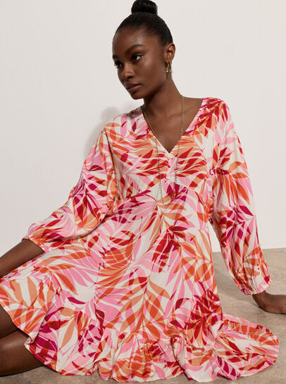 Tropical Leaf Mini Dress