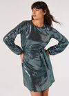 Sequin Shift Mini Dress, Black, large