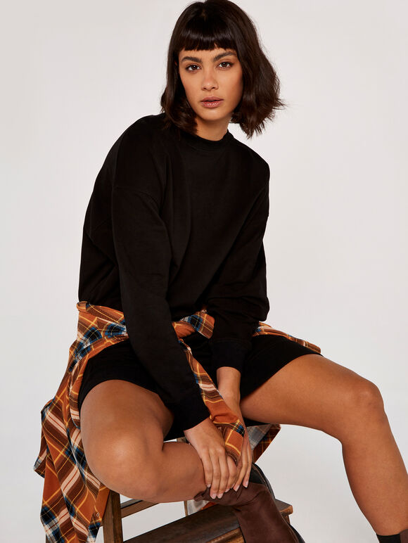 Oversized Sweater Dress, Black, large