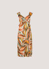 Palm Print Ruffle Midi Dress, Khaki, large