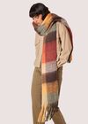 Colour Block Check Square Scarf, Brown, large