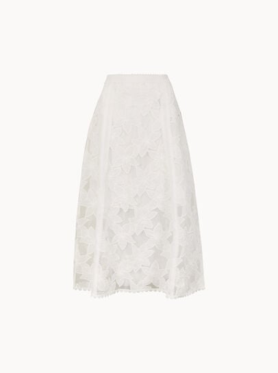 Floral Mesh Lace Midi Skirt