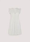 V-Neck Anglaise Mini Dress, White, large
