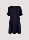 Tartan Check Swing Mini Dress, Navy, large