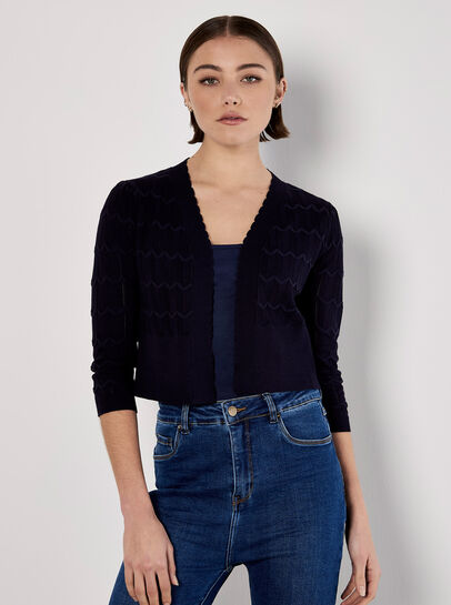 Pointelle Chevron Knit Shrug