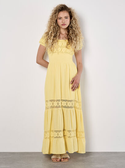 Floral Lace Milkmaid Maxi Dress