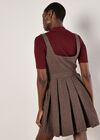 Check Pleated Skater Mini Dress, Burgundy, large