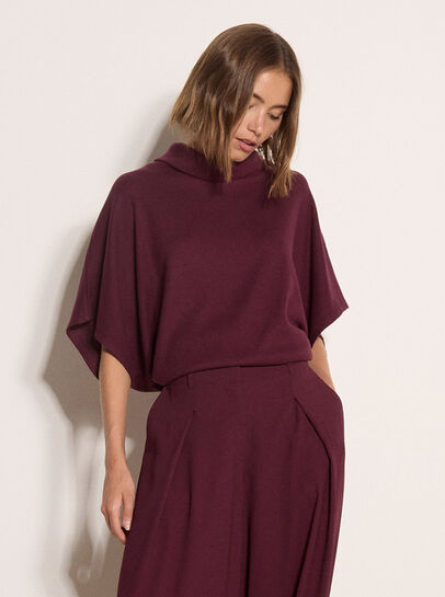 Roll Neck Ribbed Cape