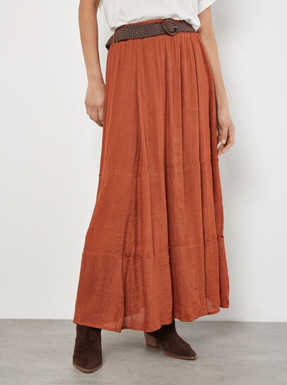 Slub Shimmer Maxi Skirt