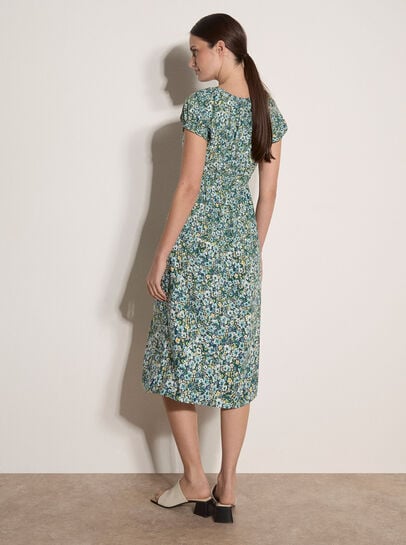 Watercolour Floral Milkmaid Midi Dress