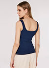 Ribbed Jersey Vest Top, Navy, large