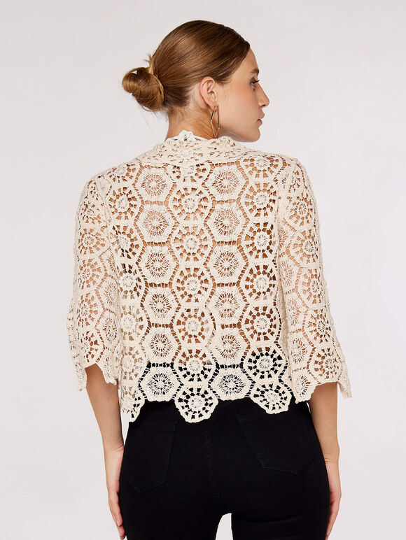 Crochet Geometric Shirt, Stone, large