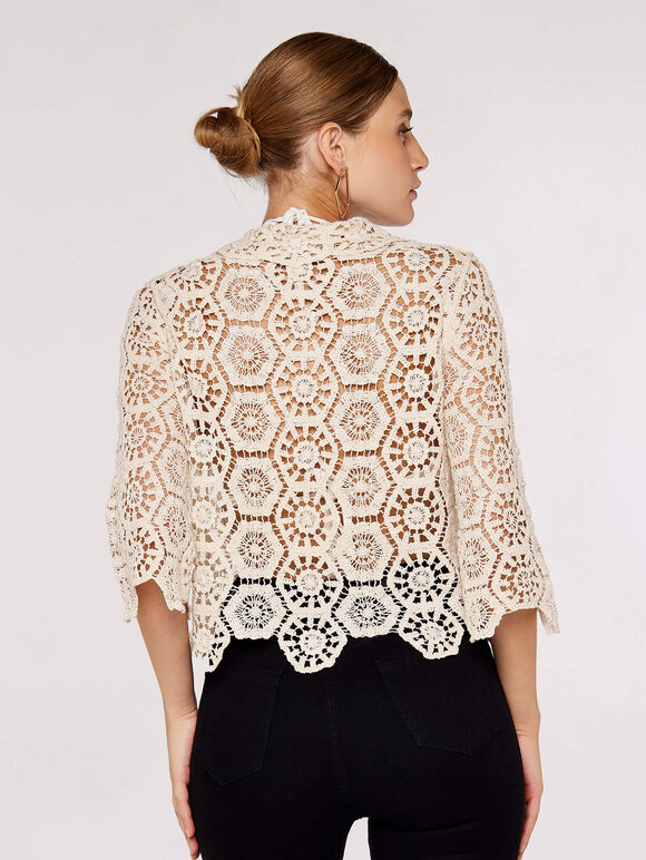 Geometric Crochet Shirt, Stone, large