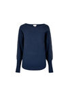 Diamante Ribbed Batwing Jumper, Navy, large