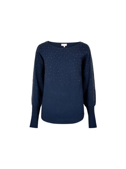 Diamante Ribbed Batwing Jumper