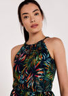 Palm Rope Neck Dress, Navy, large